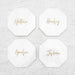 Custom Designed Engraved Wedding White Octagon Marble Coaster with Metallic Gold In-fill Place Card Favours
