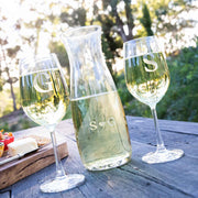 Custom Engraved Wine Carafe with Twin Wine Glasses Anniversary Gift