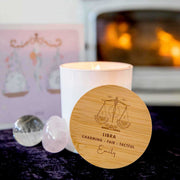 Birthday Custom Artwork Engraved Wooden Lid Zodiac Soy Black Candle with Wood Wick Leo