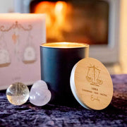 Birthday Customised Engraved Wooden Lid Zodiac Soy Black Candle with Wood Wick Leo