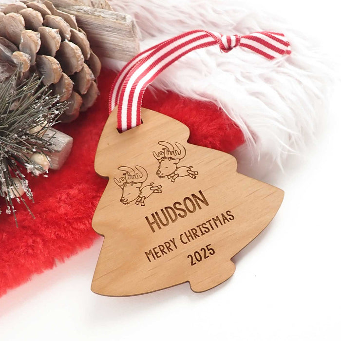 Custom Artwork Engraved Wooden Christmas Tree Ornament