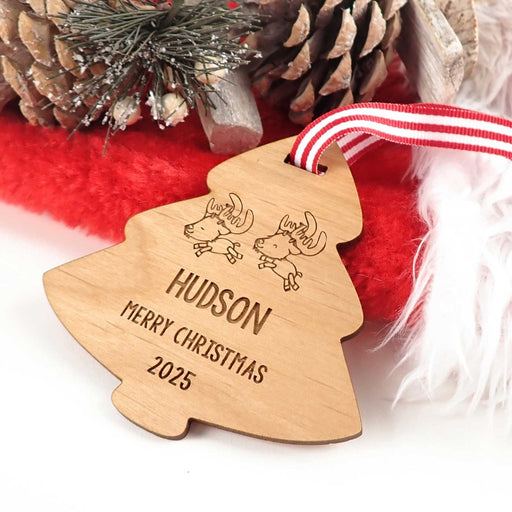 Customised Engraved Wooden Christmas Tree Decoration Ornament