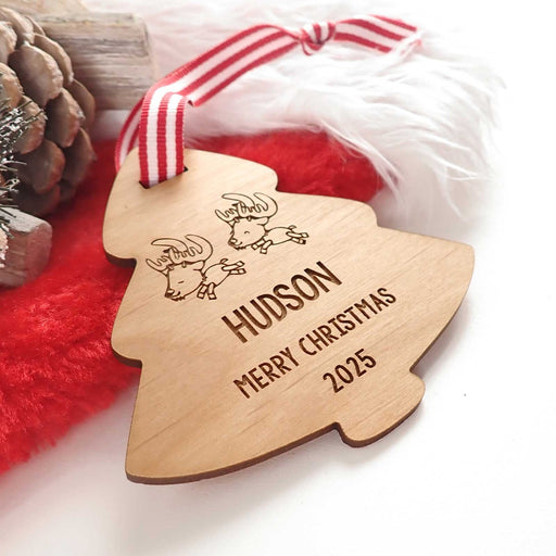 Personalised Engraved Wooden Christmas Tree Decoration