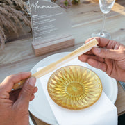 Laser engraved customised white and wooden wedding fans Bomboniere