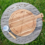 Customised Engraved Acacia Wood Pizza Board with Pizza Wheel Cutter Christmas Present