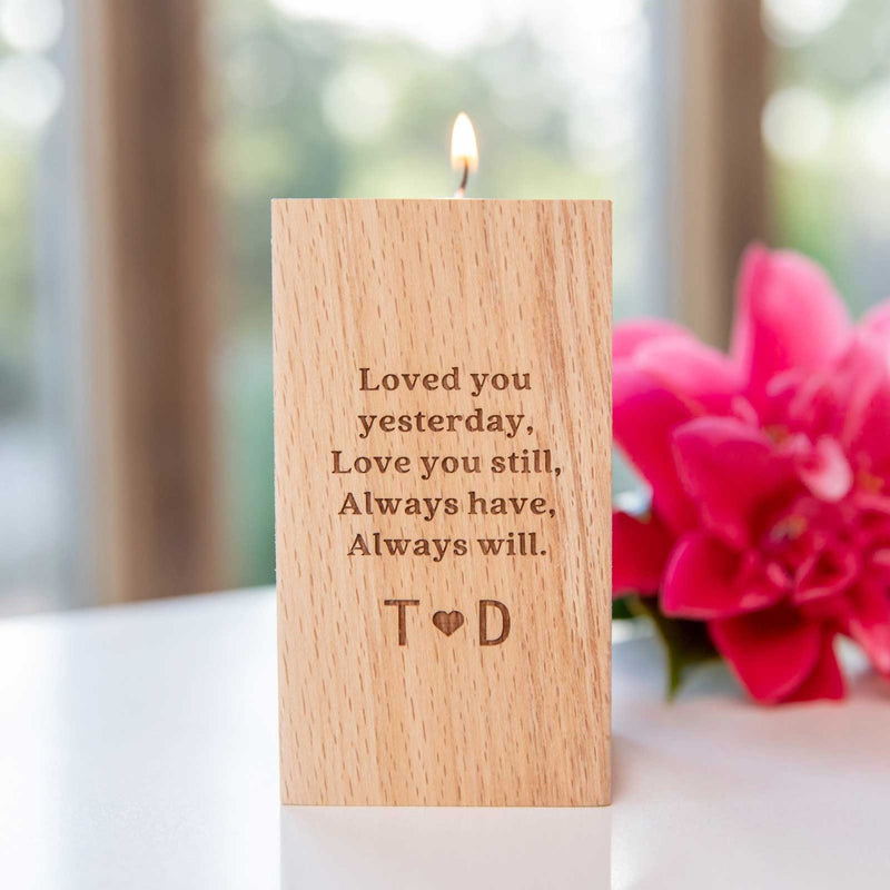 Custom Artwork Laser Engraved Wooden Tealight Holder Homeware Present