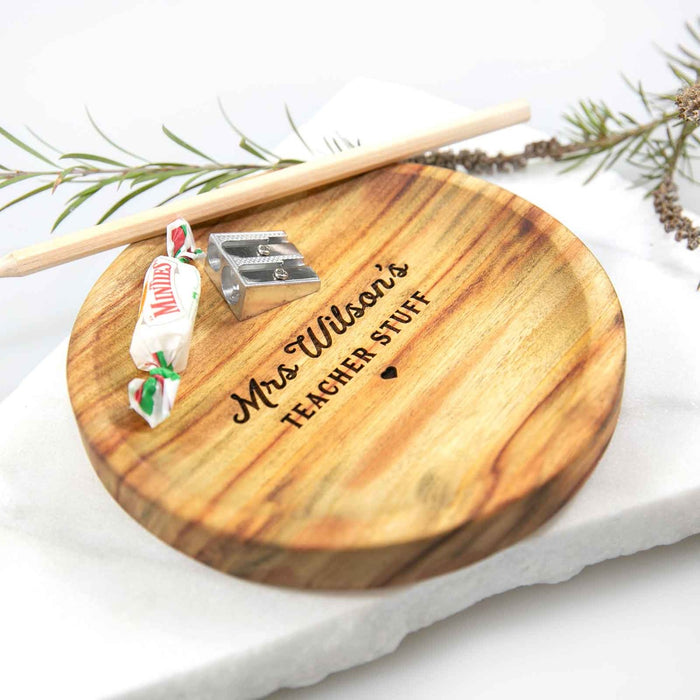 Customised Engraved Wooden Christmas Teacher Gift Trinket dish present