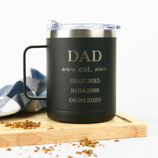 Personalised Engraved Matte Black 400ml Stainless Steel Travel Mug Father's Day Present