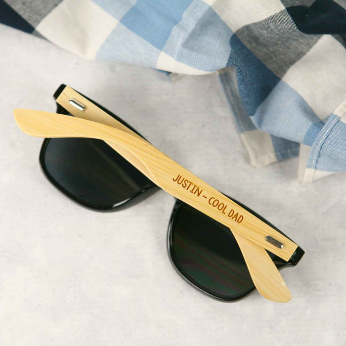 Engraved Name & Message Father's Day Bamboo Wooden Sunglasses Present