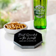 Custom Designed Engraved "Best Grandad in the World" Black Marble Coasters Father's Day Gift