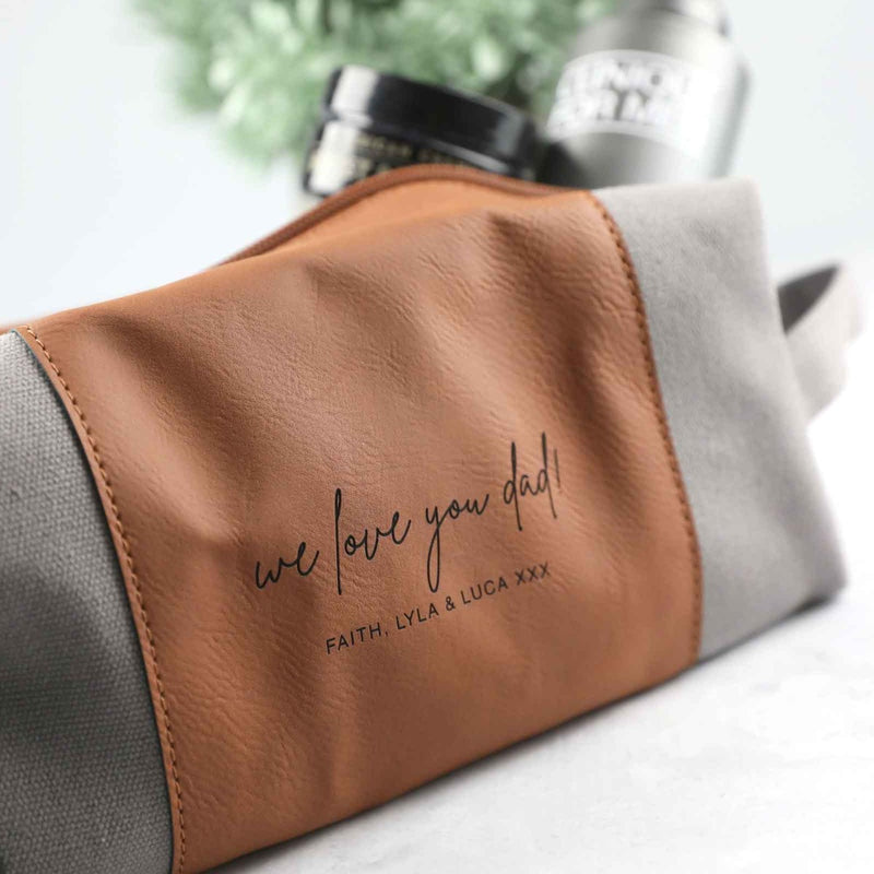 Engraved suede-look travel bag with custom message