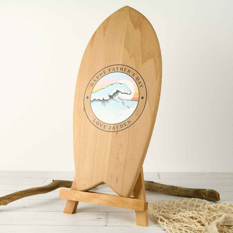 Beach-themed personalised gift with optional wooden easel display