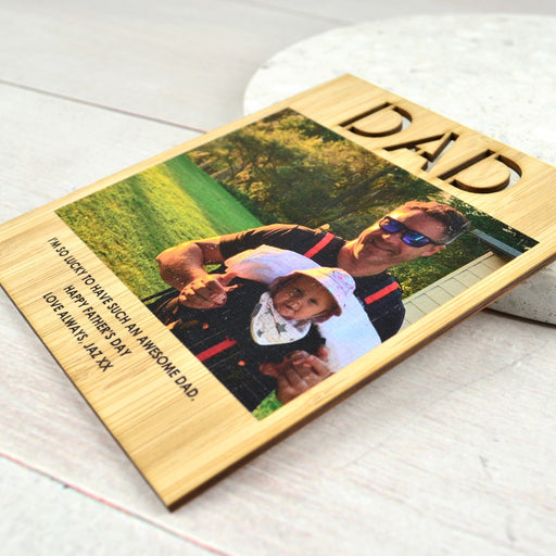 Wooden Magnet with professionally printed special photo and customised with a special Father’s Day message.
