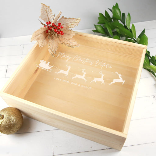Custom Designed Engraved Wooden Christmas Box With Clear Acrylic Lid Present