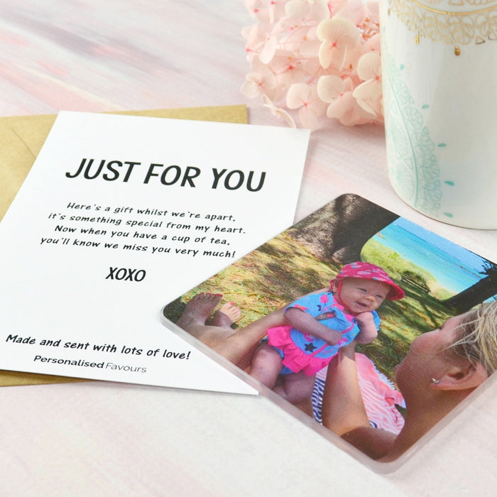 Just for You Card with Photo Printed Acrylic Coaster