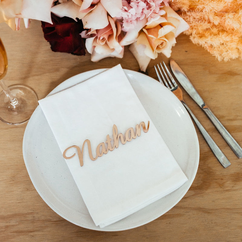 Laser Cut Mirror Rose Gold Name Placecards