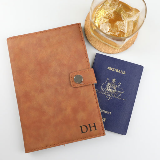 Personalised Engraved Christmas Tan Leather Passport Holder Present