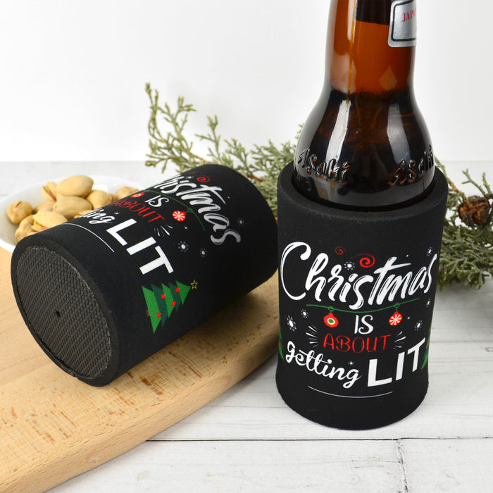 Black Printed Stubby Holder Christmas is about getting Lit Christmas Present