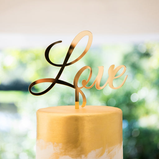 Simple classic rose gold love wedding reception cake topper