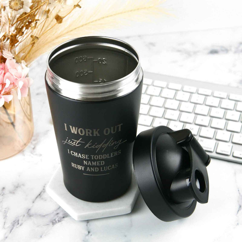 Custom Engraved 600ml Metal Black Protein Shaker Mother's Day Present