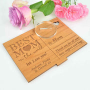 Customised Engraved Wooden Mother's Day Postcard with Stand Present