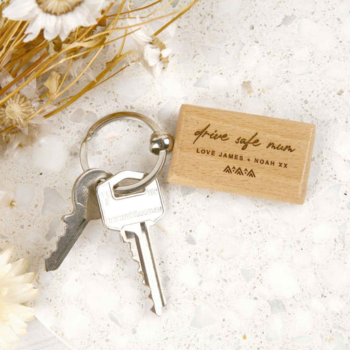 Personalised Engraved Wooden Rectangle Mother's Day Keyring Present