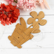 Custom Message Engraved Mother's Day Wood Pot Plant Plaque with Stand