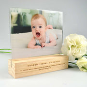 Mother's Day Acrylic photo Frame with Personalised Engraved Wooden Base Present