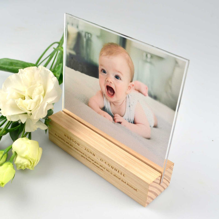 Baby Acrylic Photo Print with Wooden Base
