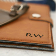 Customised Engraved Initials for Father's Day Leather passport holder and luggage tag
