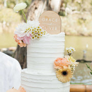 Customised Printed Bride Groom Name Arch Bamboo Wedding Cake Topper