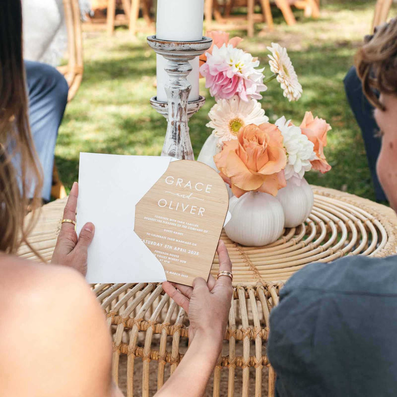 Customised Printed 5x7 Bamboo Arch Wedding Invitations