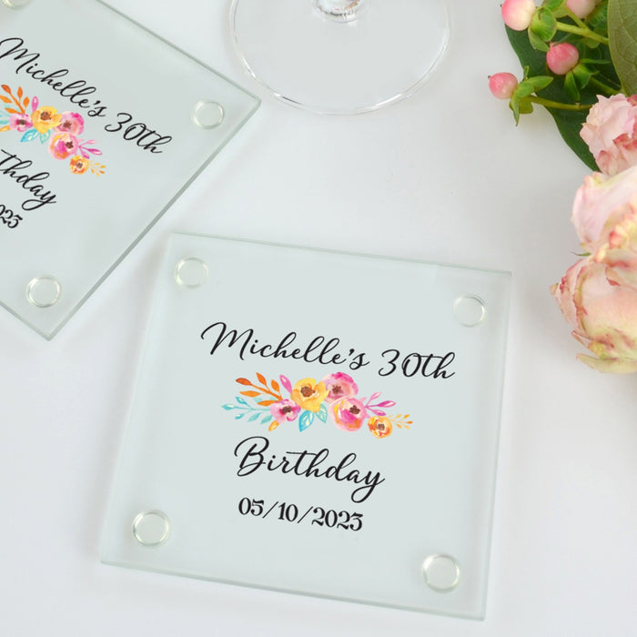 Customised Full Colour Print 30th Birthday Glass Coaster Present