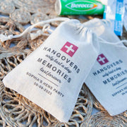 Custom Designed Printed Hens Party Hangover hessian Bag Kit favours