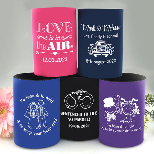 Personalised Wedding Stubby Beer Holder Favour