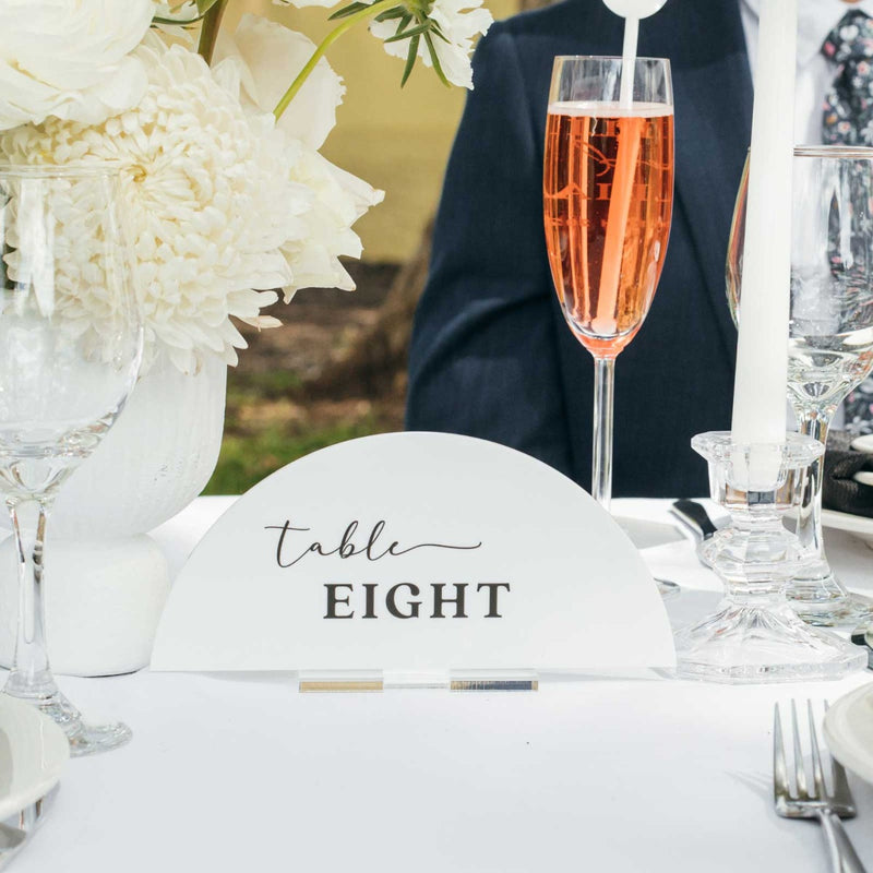 Printed White Acrylic Arch Table Number