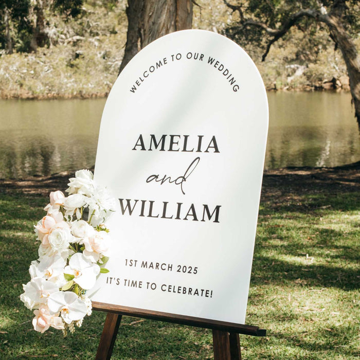 Wedding Printed Arch White Acrylic Welcome Sign | Personalised Favours ...