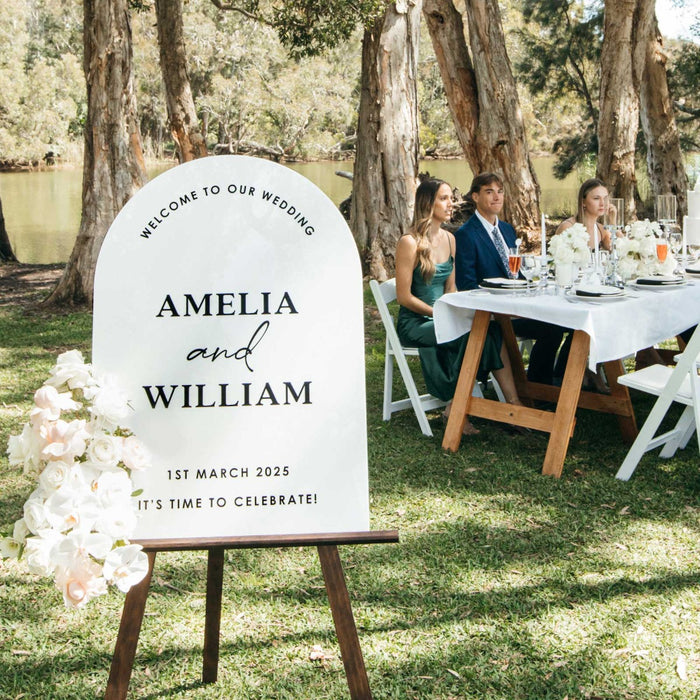 Wedding Printed Arch White Acrylic Welcome Sign | Personalised Favours ...
