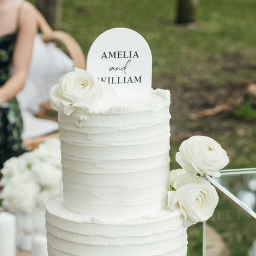 Printed White Acrylic Wedding Arch Cake Topper