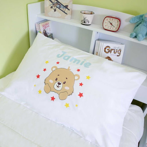 Customised Print White Pillowcase With Bear Design