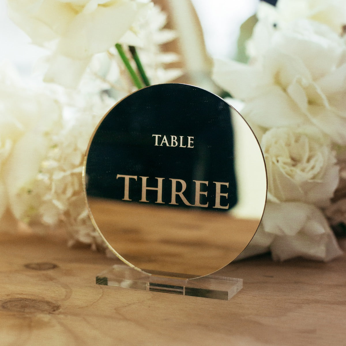 Round Acrylic Table Number with Stand | Personalised Favours ...