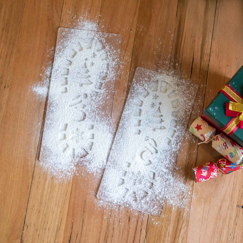 Laser Cut Frosted Acrylic Santa Footprint Stencil Set