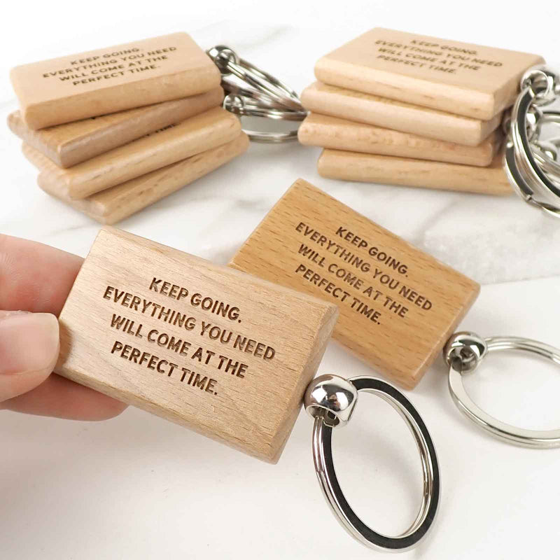 Engraved Student Graduation Rectangle Wooden Keyrings Set of 10