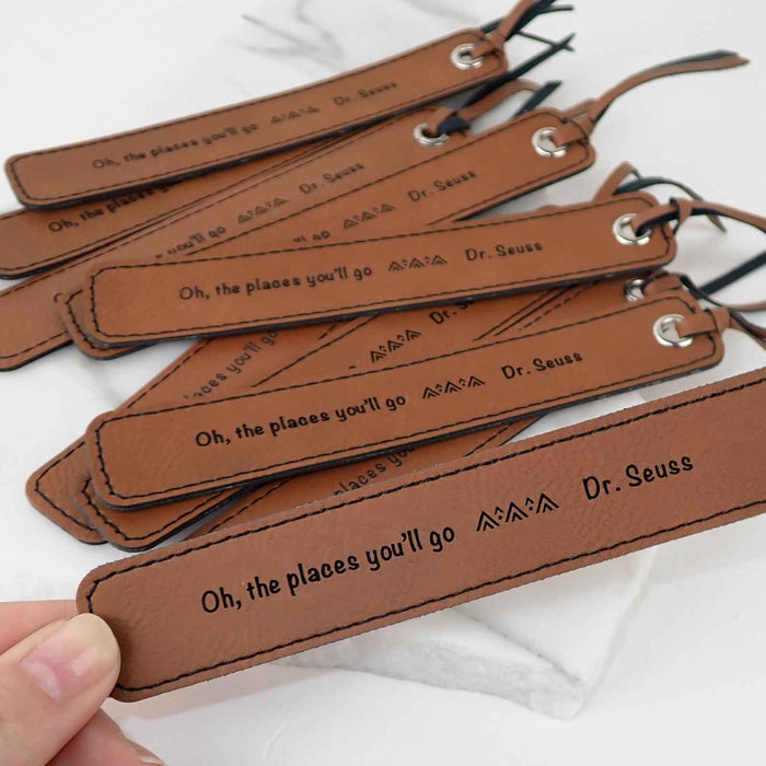 Engraved Student Graduation Tan Leatherette Bookmarks Set of 10