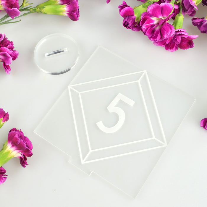 Square Acrylic Table Numbers with Stand