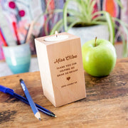 Custom Artwork Engraved Wooden Candle Tealight Holder Teacher Christmas Present