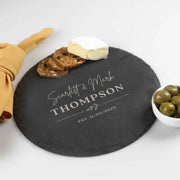 Customised Engraved Engraved Round Wedding Slate Cheese Board Bride & Groom Gift