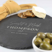 Custom Designed Engraved Engraved Round Slate Cheese Board Wedding Gift