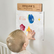 Custom Engraved Wooden Children's Artwork Wall Mounted Display Hanger