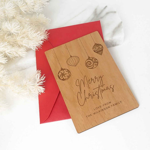 Custom Designed Engraved Wooden Christmas Card with C6 Envelope